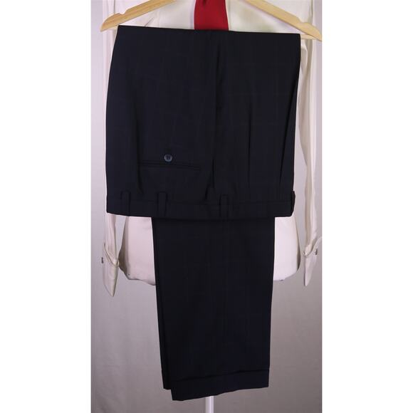 Sartoria Attolini Napoli Navy Blue Windowpane 2-Btn Super 150's Wool Suit 42L - Picture 11 of 11